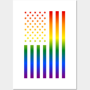 Rainbow American Flag LGBTQ Pride Posters and Art